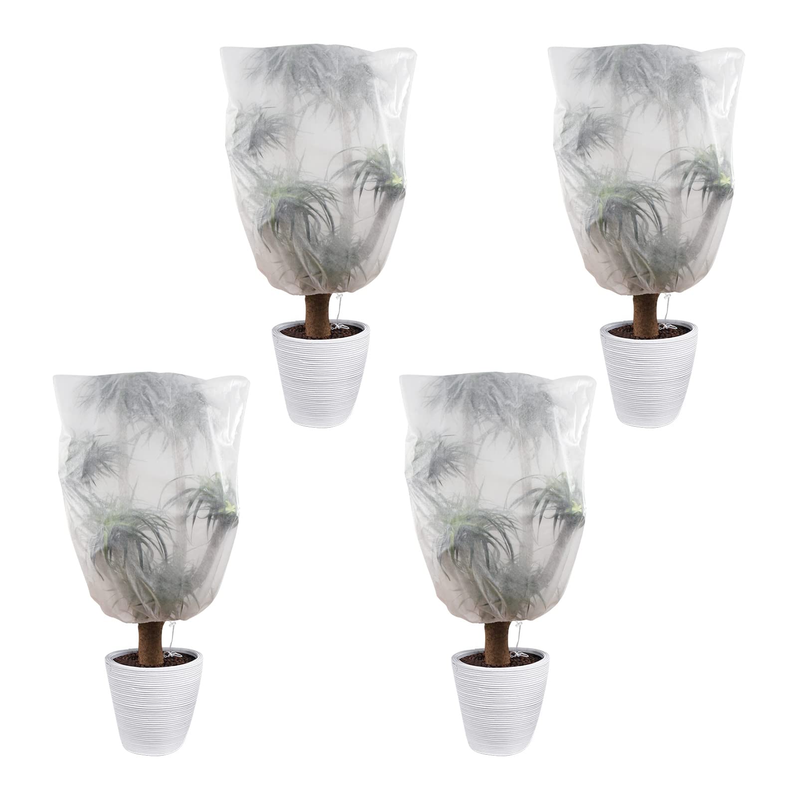 olyee 4 Pack Garden Fleece Plant Frost Protection Covers, 60 x 80cm Winter Plant Anti Freeze Warming Jackets, Winter Plant Cover Bags for Potted Plant, Olive Tree, Shrubs, Ferns, Banana Tree