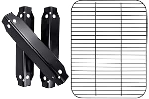 Utheer Grill Parts Replacement for Dyna-Glo DGC310CNP-D 3-Burner Propane Gas Grill, Porcelain Steel Heat Shield Tent Flavor Bars Flame Tamer 3 Packs, Grill Grid Grates 1 Pack