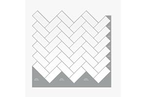 Wallercity Brick White Peel and Stick Backsplash Tile Stickers for Kitchen Marble Wall Tiles 12''x12'' Herringbone Vinyl Self Adhesive Subway Tiles for Backsplashes Waterproof Stick on Tile 10-Sheets