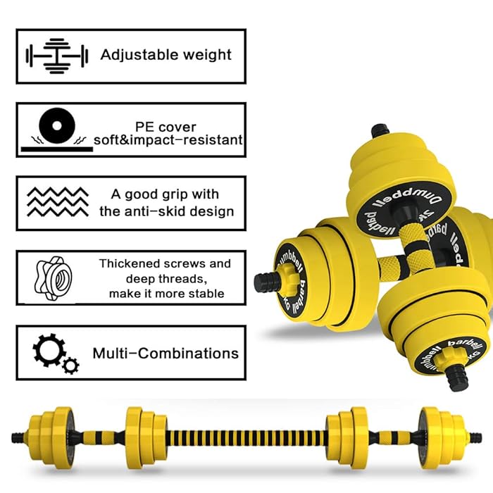 Image 3 - DDFE Adjustable Dumbbell Barbell Lifting Set 40.4lb New Dumbbell Barbell Set for Men,Women,Beginners,Home with Four 4lb. Four 2.8lb.Four 3.3lb.Weights, 2 Dumbbell Bars,1 Barbell Connecting Rod
