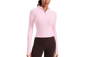 CRZ YOGA Women's Butterluxe Long Sleeve Workout Shirts Half Zip Pullover Sweatshirt Athletic Cropped Tops Running Shirt