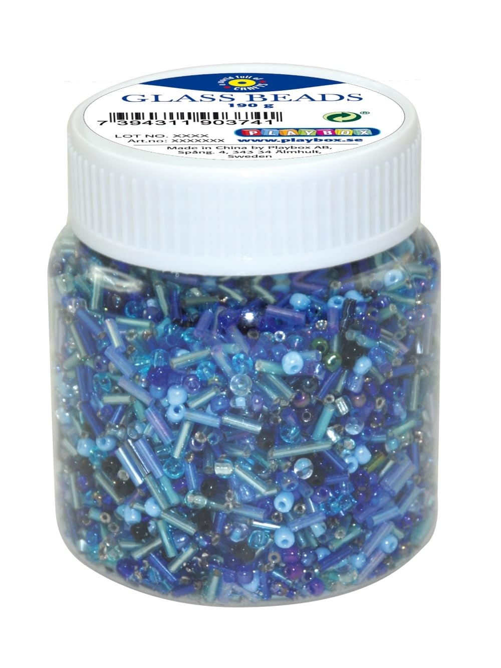Playbox 190g Sticks Glass Beads in Blue Mix