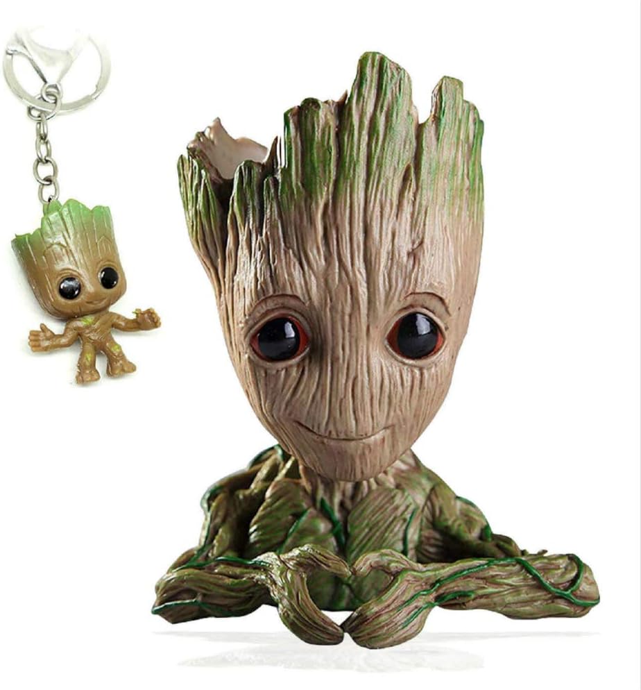 Udream Groot Plant Pot Flowerpot Cartoon Flowerpot Figures Cute Model,6 x4 inch Groot Succulent Planter Cute Green Plants Flower Pot with Hole Pen Pot Best Gifts for Kids