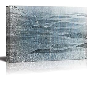 Abstract Canvas Art - Blue Beach Composition - Giclee Print Modern Wall Art | Stretched Gallery Wrap Ready to Hang Home Decoration - 12x18 inches