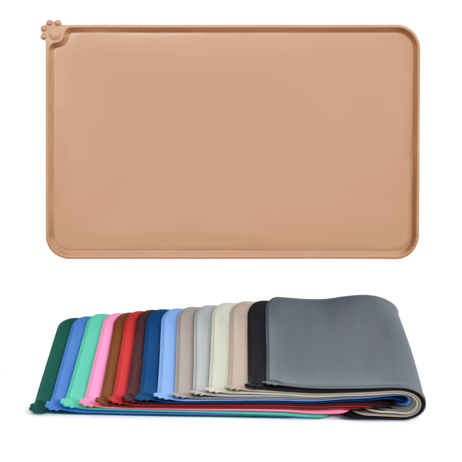 AUDWUD Silicone Waterproof Dog Cat Pet Feeding Mats,Anti Slip Pet Bowl Mats,Pet Feeding Mat