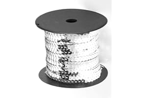 MEIHUASHENG Spangle Paillette Sequins Roll Spangle Flat,String Trim DIY Projects, Sequin String Ribbon Roll for Crafts,Embellishments,Costume Accessories(6MM,100 Yard)