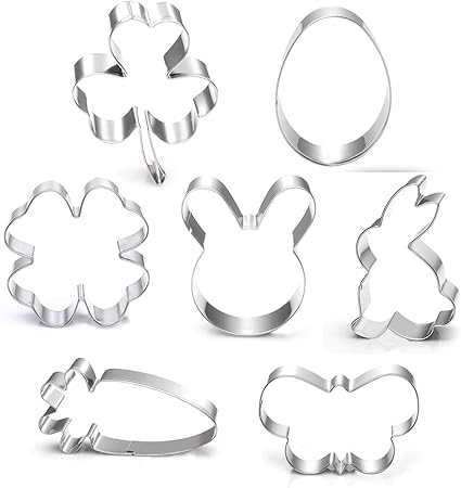 Amazon シャムロック イースター クッキーカッターセット 3 5インチ 3インチ 7ピース シャムロック 卵 ウサギ ニンジン 花 蝶 ウサギの顔 イースターカッター フォンダン型 子供用 ホリデーのお祝い Color Time クッキー型 通販