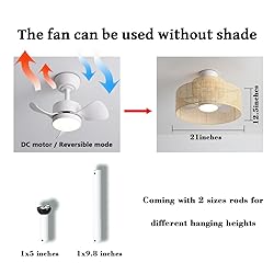 22” Bamboo DC Dimmable Ceiling Fan with Light and