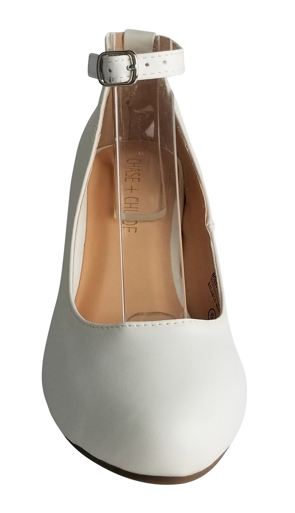 Chase & Chloe Women's Strappy Mary Jane Wedge Platform Pump (8 B(M) US, White PU) - Image 4