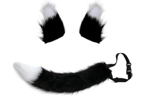 Faux Fur Fox Wolf Ears Hair Clips Furry Tail Costume Set Halloween Anime Cosplay