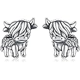 Sterling Silver Animal Stud Earrings: Hypoallergenic Cow Bee Axolotl Fox Penguin Cat Bat Bunny Elephant Panda Pig Earrings Cute Jewelry Gifts for Women