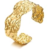 RAUCHBE Chunky Gold Cuff Bangles Bracelets for Women Wide Hammered Bangles Vintage Statement Wrist Cuff Bracelets Jewelry