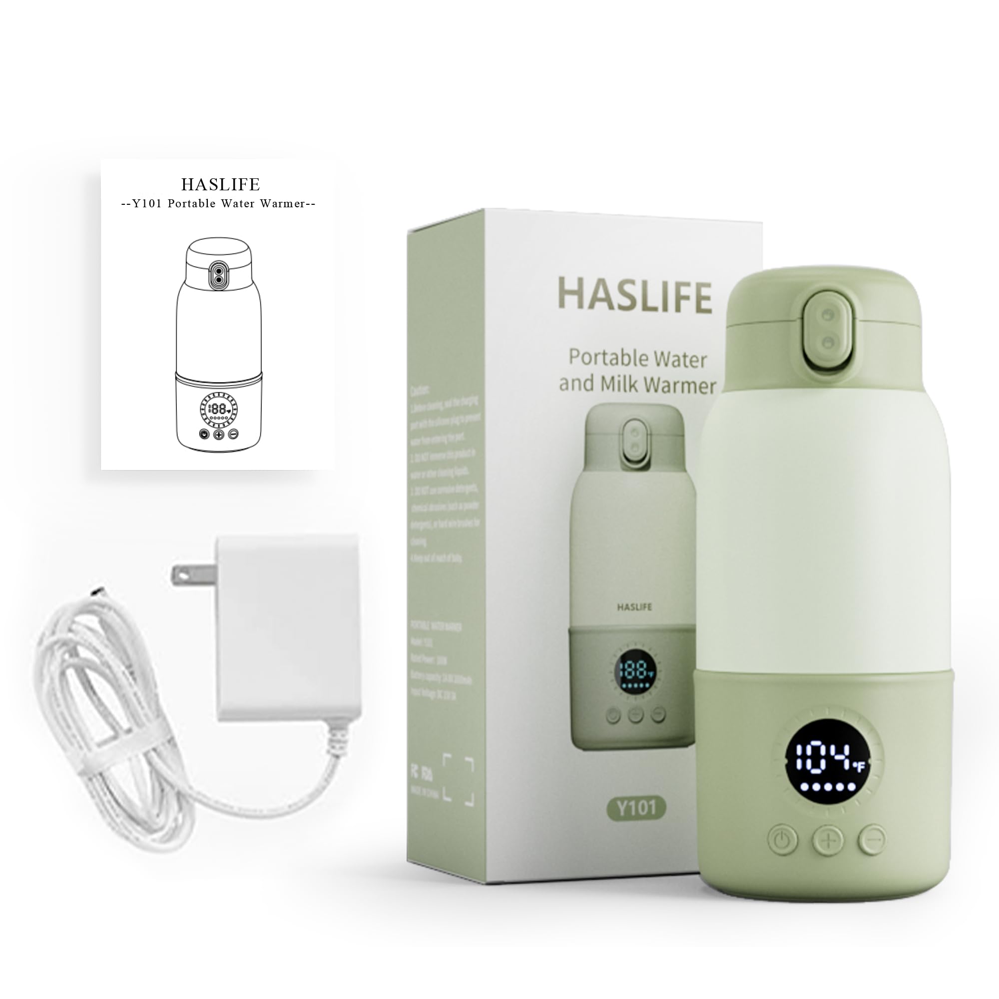 Portable Bottle Warmer for Travel, 2-Min Fast Heating Baby Bottle Warmer,12.8oz Formula Container to Go for Breastmilk, Formula Dispenser with Long-Lasting Keep Warm Function