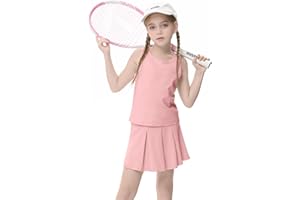 LIONJIE Girls Tennis Golf Dress Outfits Sleeveless Tank Top and Pleated Skirt Workout Activewear Sets with Built in Shorts