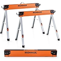 Goplus Saw Horses 2 Pack, 2200 LBS Portable Folding Sawhorse with 2x4 Brackets & Side Supports, Easy Setup & Lightweight Work