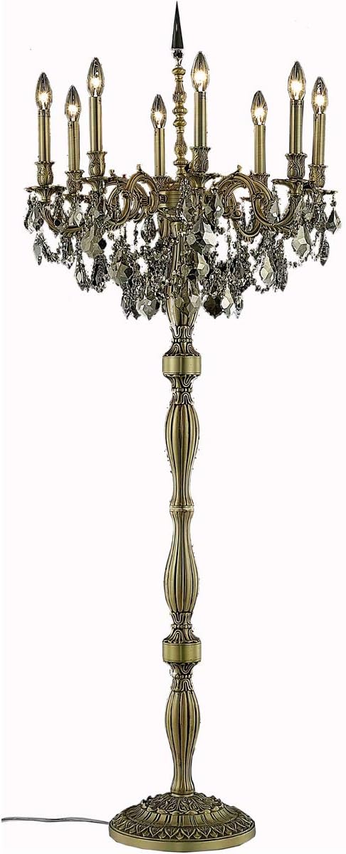 Elegant Lighting 9208FL24FG-GT/RC Royal Cut Rosalia 8-Light Floor Lamp, Finished in French Gold with Smoky Golden Teak Crystals