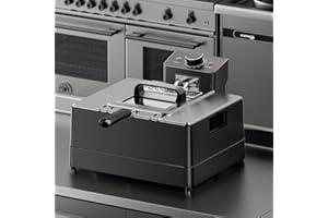 5/10L Deep Fat Fryer, 2200W Stainless Steel Commercial Fryer Pot with 60-200℃ Temperature Adjustable, Multifunctional Small E