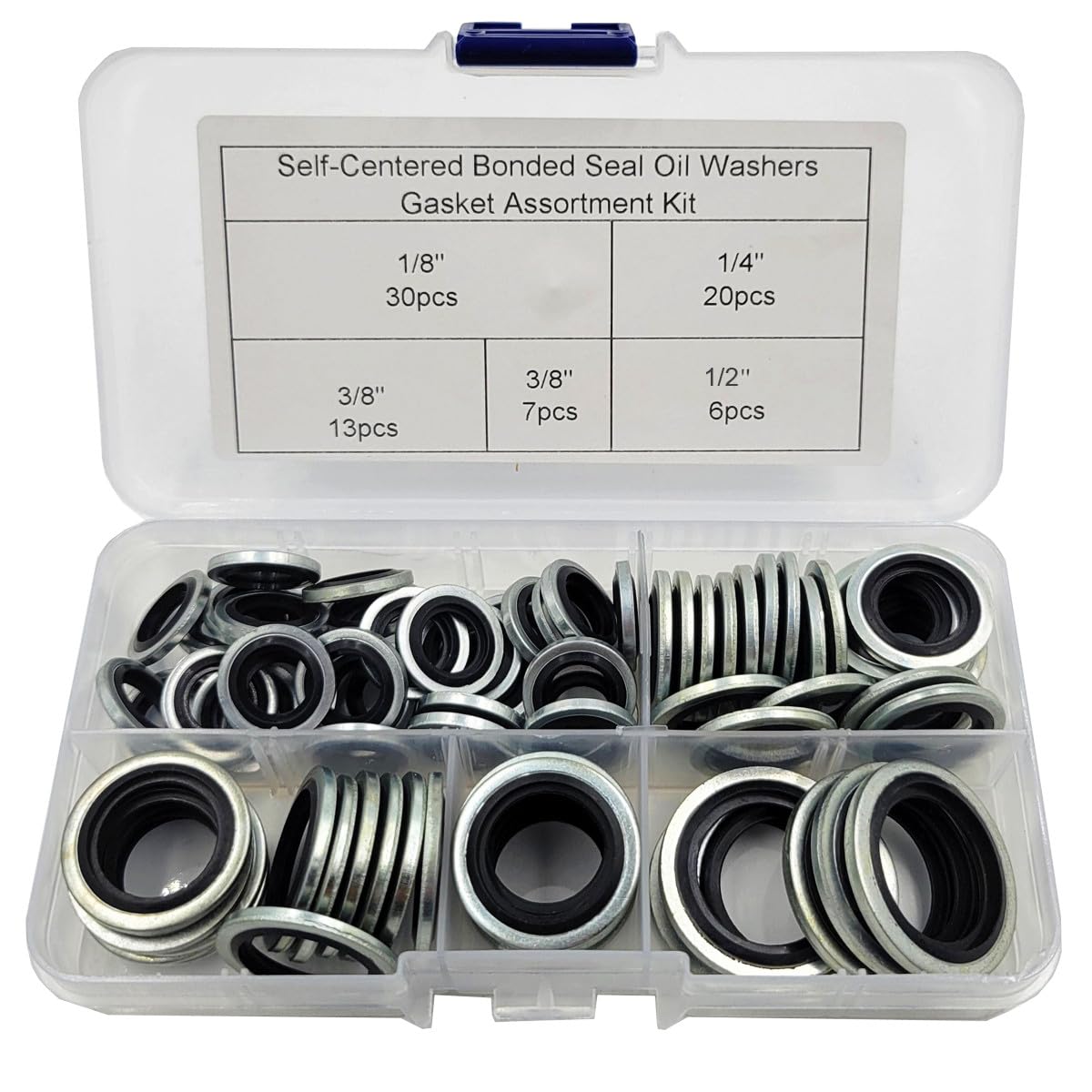 Photo 1 of 1/8'', 1/4'', 3/8'', 1/2'' Self-Centered Bonded Seal Oil Washers Drain Plug Gasket Assortment Kit