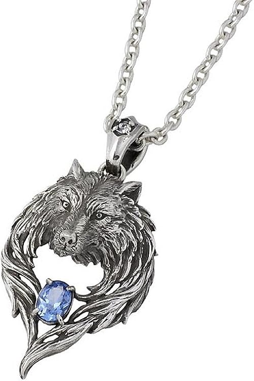 Amazon Wolfman B R S ウルフマンb R S ロンリー ウルフ シルバー ペンダントトップ 合成スピネル スワロフスキー チェーン別売り メンズ 狼 Sv Wo P 191bl ネックレス 通販