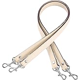 VanEnjoy Pair Full Grain Leather Replacement Strap for Handbags Purse Bags-26“Long,0.71" Wide (Black) (Beige-Silver Lock)