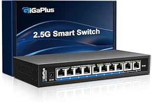 10 Ports 10Gb Unmanaged Ethernet Switch with 8*2.5G Base-T Ports, 2*10G RJ45 Ports. 80Gbps Switching Capacity, GiGaPlus 10Gbp