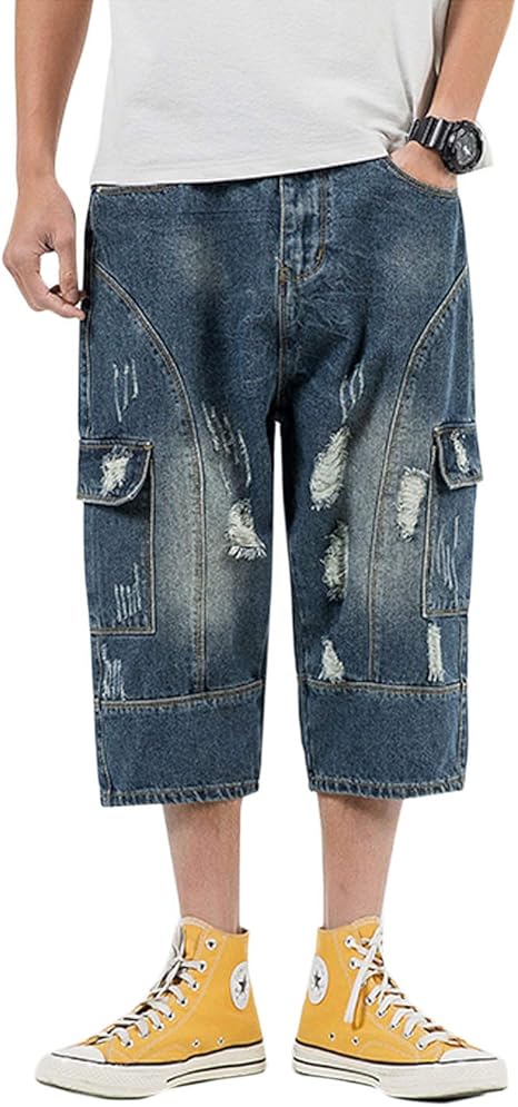 mens calf length cargo shorts