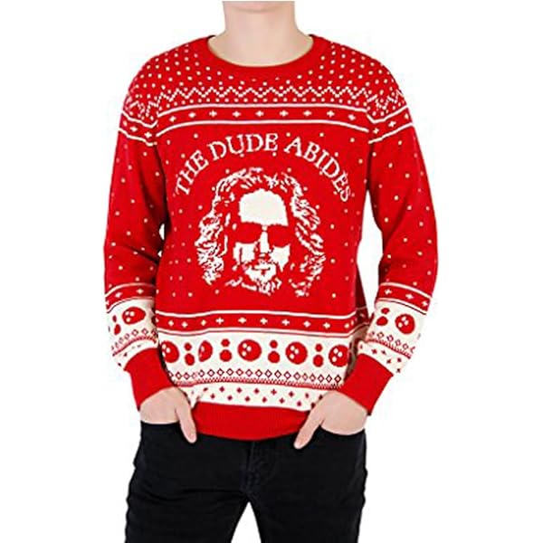 Amazon.com: Big Lebowski The Dude Abides Ugly Christmas Sweater