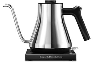 Gooseneck Electric Kettle, Offacy Gooseneck Kettle with 100% Food Grade 304 Stainless Steel, Pour Over Kettle & Coffee Kettle, Tea Kettle 1200 Watt Quick Heating, 0.9L, Stainless Steel