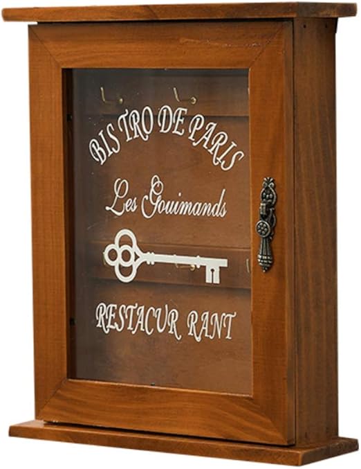 Amazon Ashler アシュレーラー キーケース キーボックス 収納 雑貨 インテリア 小物 アンティーク レトロ 木製 お洒落 鍵入れ 壁掛け 鍵 玄関 ケース 茶色 収納ケース ボックス オンライン通販