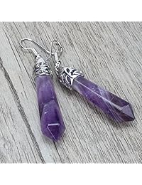 Pendientes de cuarzo natural con piedras curativas de cristal para el día de San Valentín y el día de la madre.