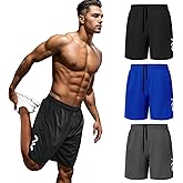 RUIZEHONG 3 Pack Men's Athletic Shorts Elastic Waistband Quick Dry with Pockets Running Workout Gym Tennis Basketball Shorts