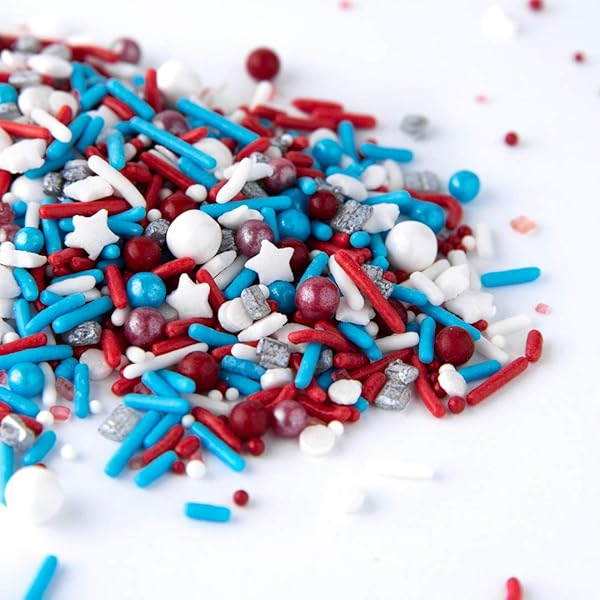 SWEETS INDEED SPRINKLES, EDIBLE SPRINKLE MIX, PERFECT FOR CAKE DECORATIONS, BAKING, ICE CREAM, COOKIES, CUPCAKE TOPPER (PATRIOTIC)