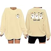 Halloween Sweatshirts for Women Cute Ghost Spooky Season Sweatshirt Long Sleeve Crewneck Graphic Tees