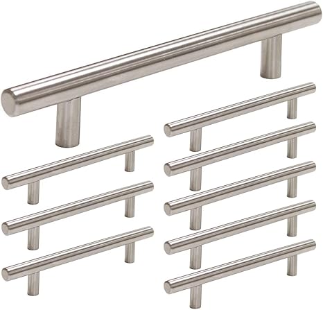 Homdiy Cabinet Pulls Brushed Nickel 10 Pack 4 Inch Hole Center