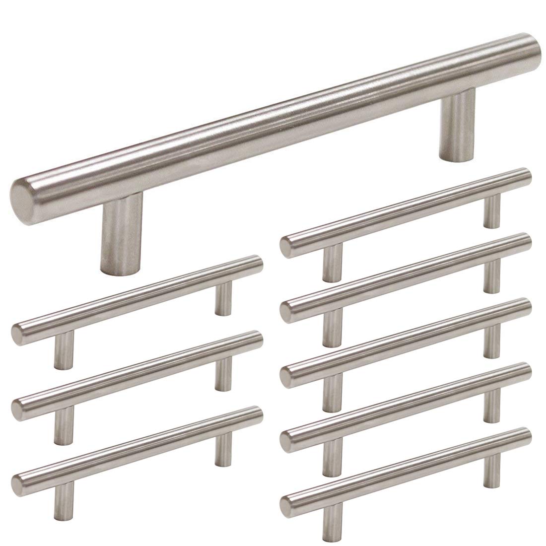 homdiy Cabinet Pulls Brushed Nickel 10 Pack 4 inch Hole Center Cabinet Handles - HD201SN Brushed Nickel Drawer Pulls Modern Cabinet Hardware Metal Drawer Pulls for Kitchen, Bathroom