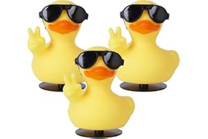 AOT 3PCS Peace Sign Rubber Ducks for Jeepers,Rubber Ducks Jeeper Ducking with Sunglasses and Jeeper Duck Holder,Car Dashboard Ornaments,Party Decorations