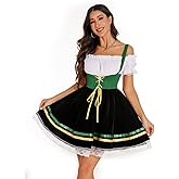 AUGERLEO Women's Oktoberfest Costumes Halloween German Dirndl Dress Oktoberfest Outfit for October Festival Party Maid Dress