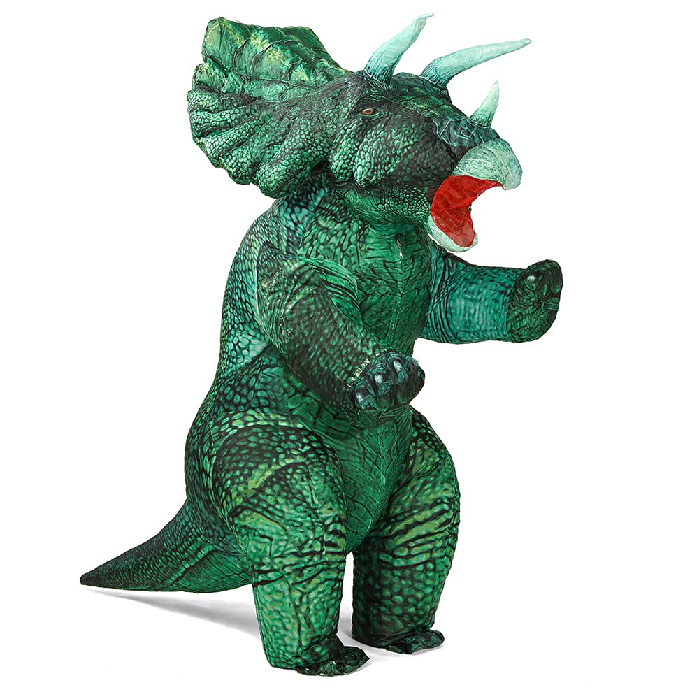 Rafalacy Inflatable Dinosaur Triceratops Costume for Adult - Blow up Halloween Carnival Party Cosplay Fancy Dress (Green, Standing Style)