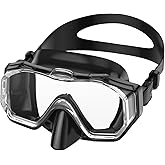 WSTOO Adults Swim Goggles with Nose Cover,HD 3-Window Wide Vision Lens Snorkel Diving Swimming Mask Anti-Fog&Leak