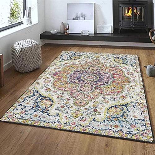 Simmia Home Modern Area Rugs Bohemian Style 120200CM for Indoor Floor Living Room Kitchen Bedroom Bathroom Colorful Rugs Soft Fluffy Non-Slip Healthy Carpets