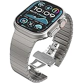 Wingle Compatible for Apple Watch Band Ultra 3/2/1 Band 49mm Series 11 10 46mm 45mm 44mm 42mm SE 3/2/1 Series 9 8 7 6 5 4 3 2 1 Men Stainless Steel Classy Business Metal iWatch Bands Bracelet,Titanium