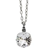 Silvertone Crystal Round Pendant Necklace, 16" Clear Crystal 6556N
