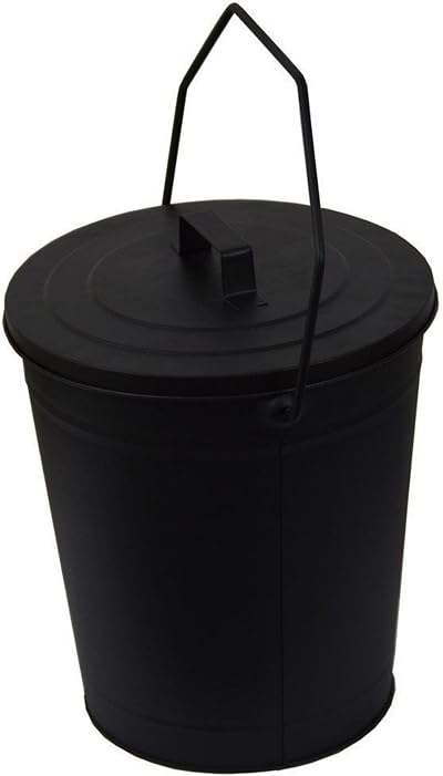 Wilsons Black Metal Coal Bucket with Lid Ash Tidy Carrier for Fireplace 176