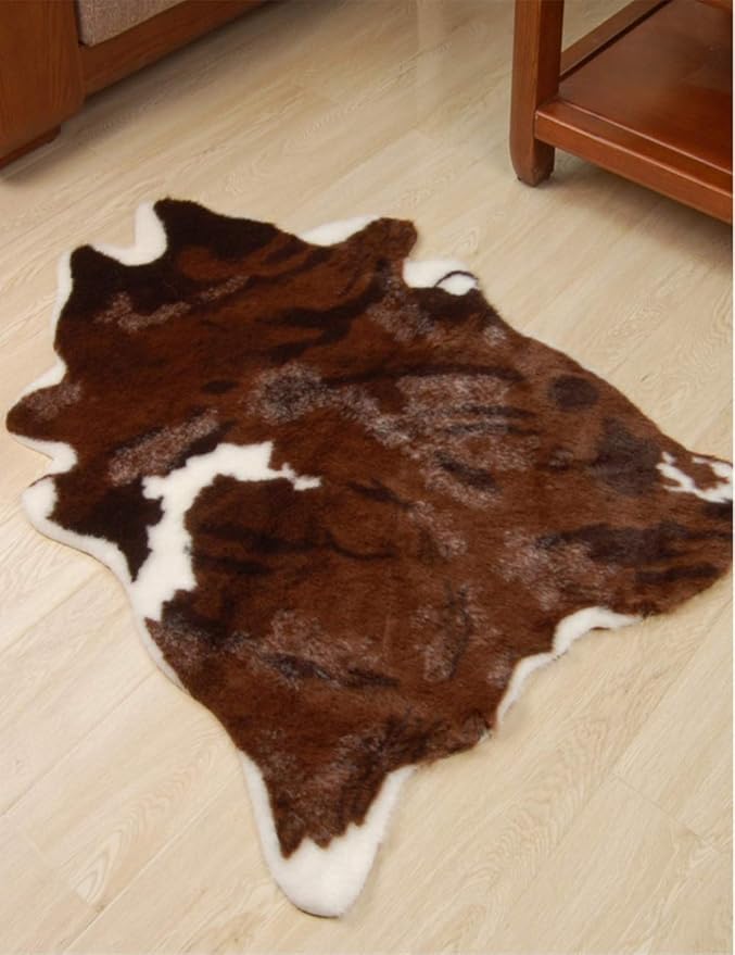 Faux Fur Deer Print Area Rug, Animal Deer Hide Skin Cowhide Area Rug
