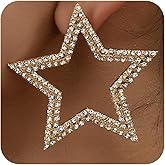 YERTTER Sparkle Gold Rhinestone Star Earrings Big Statement Dangle Earrings Vintage Star Earrings for Women