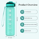 EYQ 1L Water Bottle with Straw, Time Marker, Tritan BPA-Free Leak Proof view 8