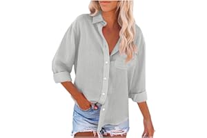WODCEEKE Womens Button Down Shirts Long Sleeve Cotton Dress Shirts Bussiness Casual Work Blouses Tops with Pocket