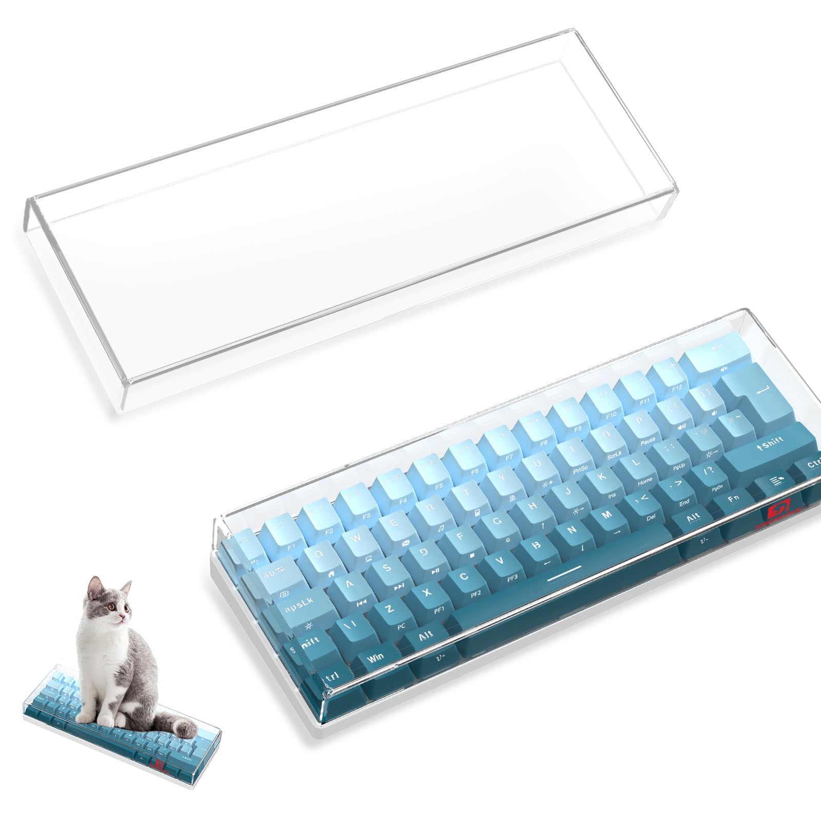 MAMBASNAKE 60% Premium Acrylic Keyboard Cover Dust Cover Waterproof Anti-Knock Clear Keyboard Cover for Mini Compact PC Mechanical Gaming Keyboard, 11.5*4*1.1 in, Compatible with K60 K61 GK61 SK61 K65