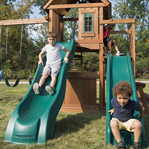 SwingNSlide WS 8353 Knightsbridge Deluxe Wooden Swing Set with Two