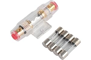12 Volt Fuse Holder, Car Auto Vehicle Stereo Audio AGU Fuse Box Block 8 Gauge Wire with 4Pcs 60Amp Fuse